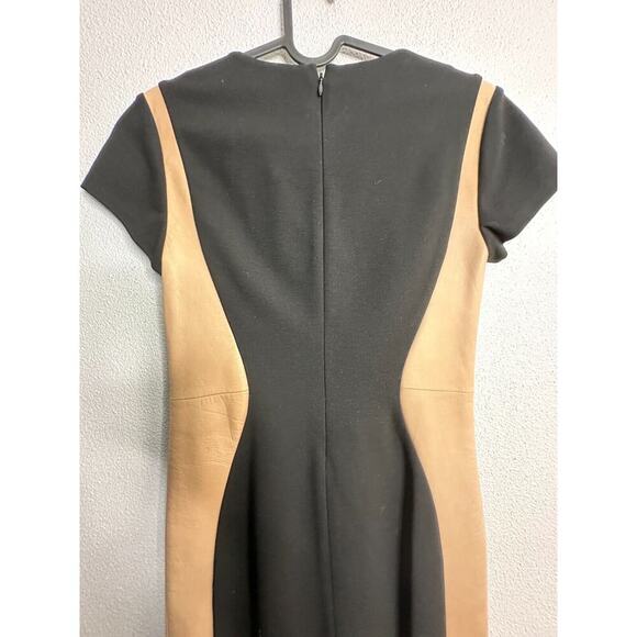 Diane von Furstenberg Black and Tan Leather Mosaic4 Women's Dress Size 2 - Picture 6 of 16